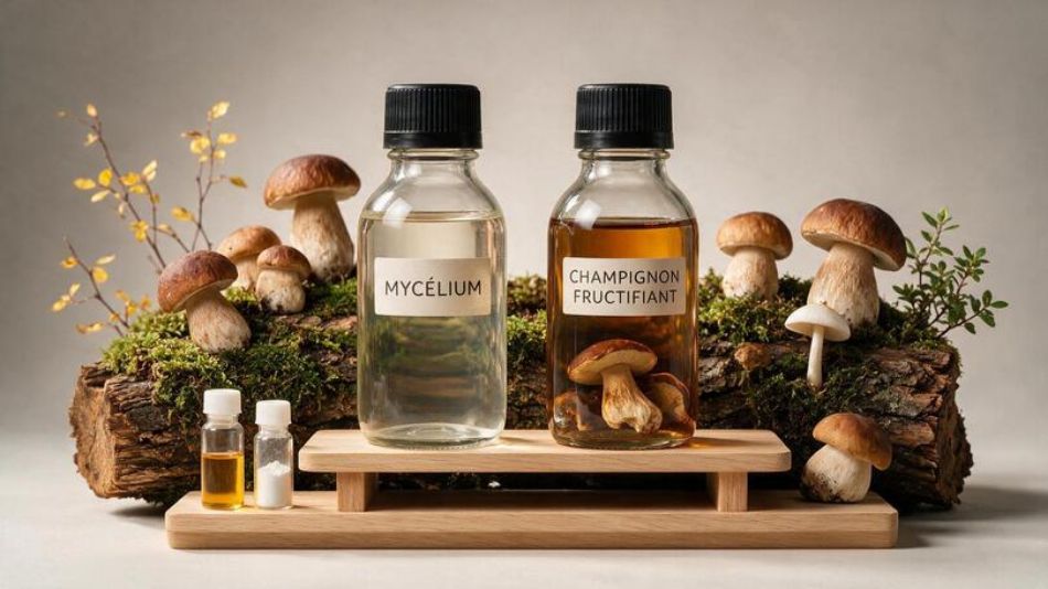 Comparaison d'extraits : mycélium vs. sporophore